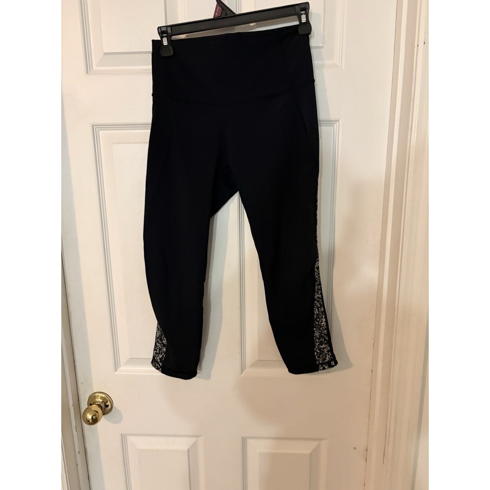 Lululemon Athletica Black White M Cropped Mesh Leggings Women's Activewear - Picture 3 of 8